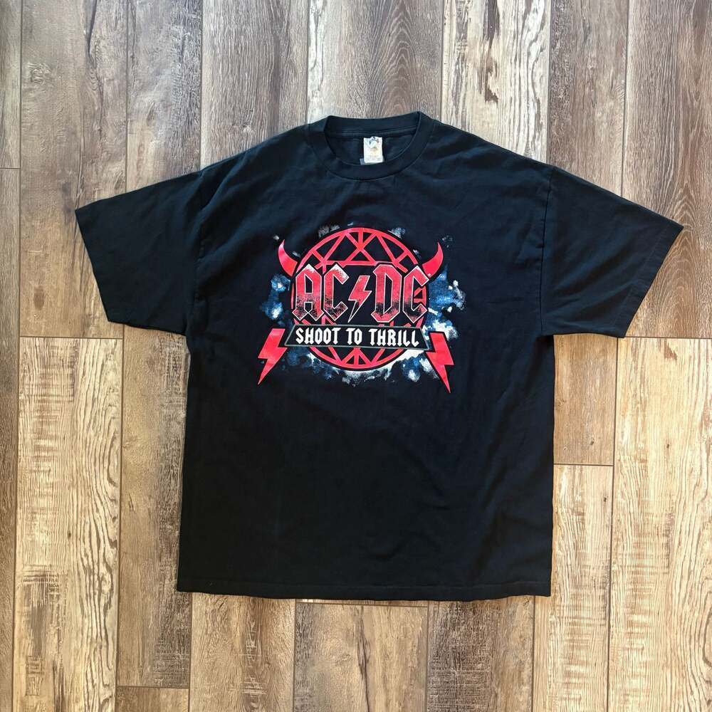 AC/DC Shoot To Thrill Graphic Band T Shirt Black 2XL Alstyle Rock Tee